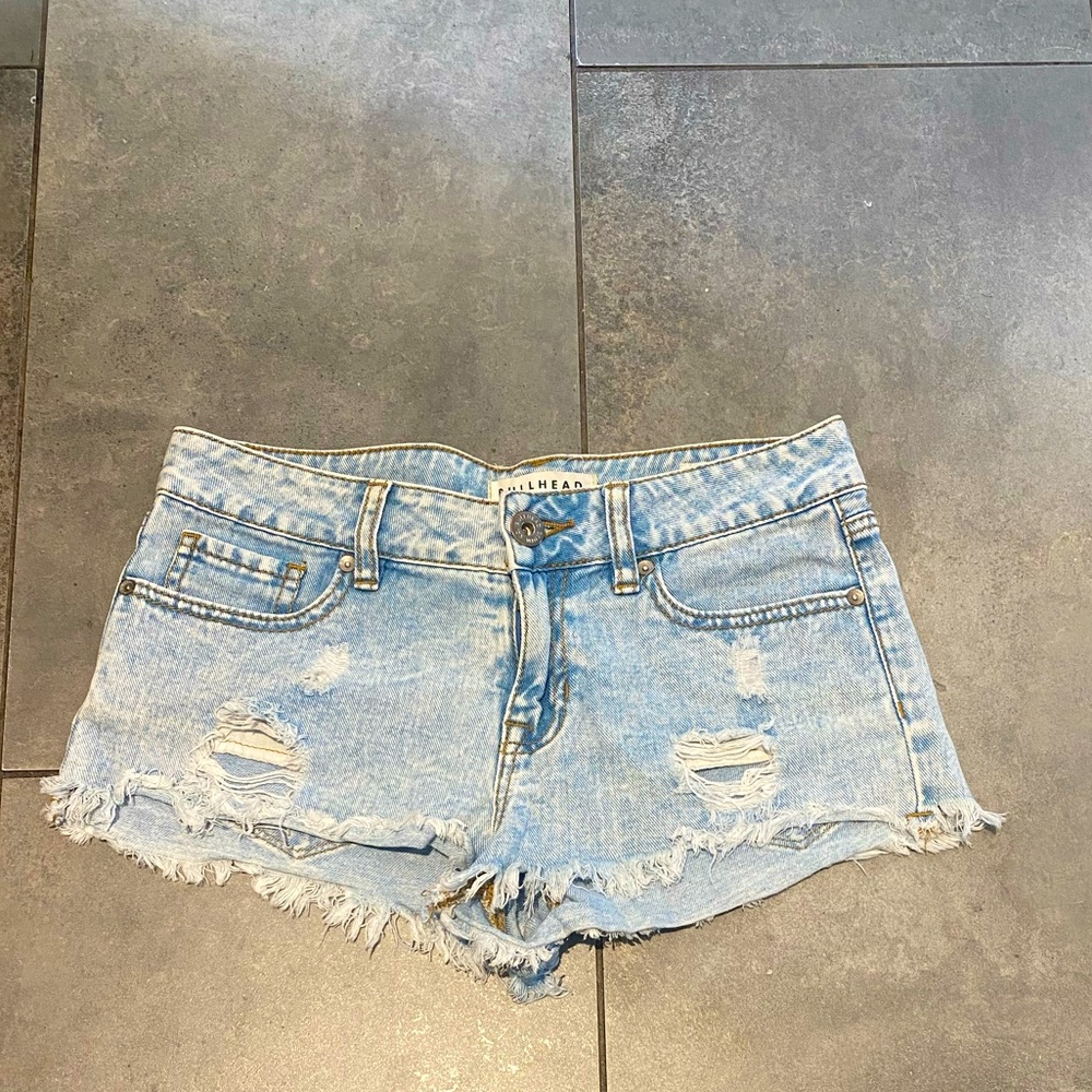Bullhead Light Blue Distressed Jean Shorts